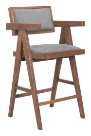 Delhi Counter Stool Gray & Walnut