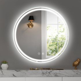28" Round LED Bathroom Mirror â€“ Wall-Mounted for Convenience