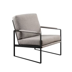 Contemporary Square Metal Frame Accent Chair â€“ Mushroom / Black