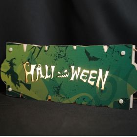Halloween Sign for Front Door Welcome Sign Home Party Outdoor Wall Decor (Color: Green)