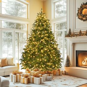 7ft Pre-Lit Artificial Holiday Christmas Tree for Home, Office,Party Decoration w/700 Warm White Lights, 2231 Branch Tips, Easy Assembly (Color: Green)