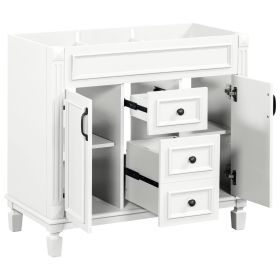 36'' Bathroom Vanity without Top Sink, Cabinet only, Modern Bathroom Storage Cabinet with 2 Soft Closing Doors and 2 Drawers(NOT INCLUDE BASIN SINK) (Color: White, Material: MDF)